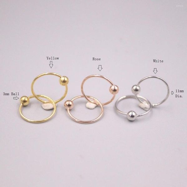 Orecchini a cerchio in oro 18 carati reale 3 mm sfera diametro 11 mm timbro Au750 per donna piccolo