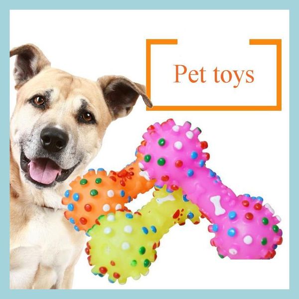 Hundespielzeug Kauen Hantel Colorf Gepunktete Welpen Squeeze Squeaky Faux Bone Pet Chew Für Hunde Drop Delivery Home Garden Supplies Dhgb2