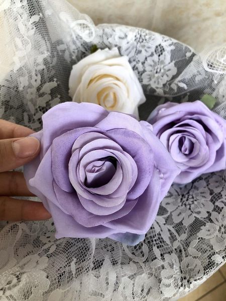 Dekoratif Çiçekler 10 PCS LILAC Yapay Gül Kafası Lavanta İpek Sahte Mor Buket Düğün Ev Dekorasyonu