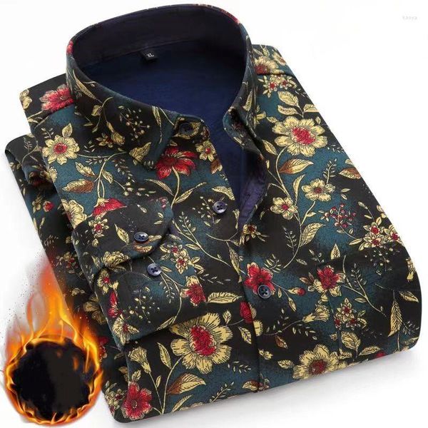 Camicie casual da uomo 2023 Spring Flower Design Camicia da uomo addensata di alta qualità Autunno Smart Men Taglia M-5XL KCY019