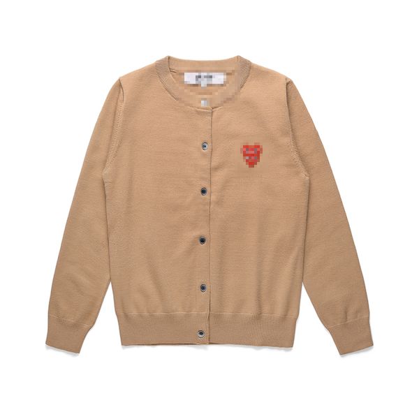 Maglioni da uomo firmati CDG Com Des Garcons Play Button Maglione da donna in lana kaki Girocollo Cardigan Doppi cuori Taglia S M