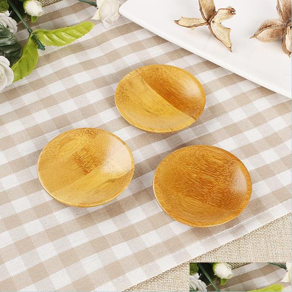 Pratos pratos de bambu natural pequenos sentimentos rurais rurais molho de madeira e bandeja de mesa de mesa de vinagre entrega de garden home jardim dh6aw