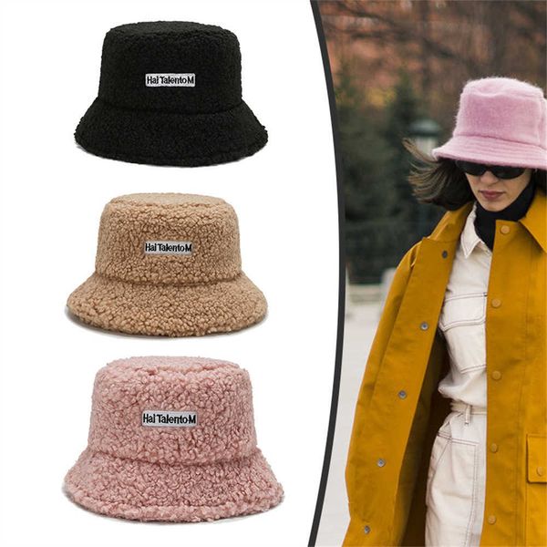 HBP Winter Wide Unisex Brim Burfy Bucket Hat Cordeiro Lã Faux Fal Pescador Meninas Meninas Espalhar Chapéus Panamá ao ar livre 2022 P230327