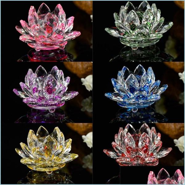 Portacandele in vetro di cristallo Fiore di loto Portacandele 30Mm Tealight Buddista Bar Party Candeliere Drop Delivery Home Ga Dh8Yd