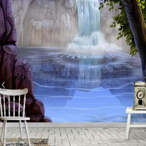 Fondos De Pantalla Cascada Mural De Pared Para Sala De Estar Dormitorio Papel Tapiz Paisaje Papel 3d Po De Parede Tamaño Personalizado