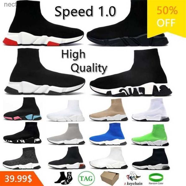 Speed ​​Sock Designer Men Sapatos Casuais Speed ​​Speed ​​Trainer Socks Speeds de bota Shoe S Runner Sneakers Knit Women 1.0 Triple Triple Black White Red Lace Sports I0HW