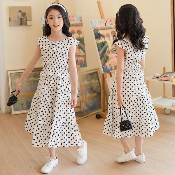 Kleidung Sets 2023 Sommer Kind Kleid Mädchen Kleidung Polka Dots Chiffon Bluse Hemd Lagenrock Brautjungfer Tüll Sommerkleid Teenager 6 8 12 Jahre