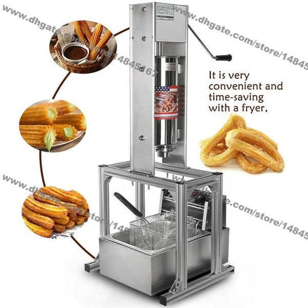 Вертикальный 5L Ручной ручной испанский churrera churro Machine Maker Fryer Heavy Duty