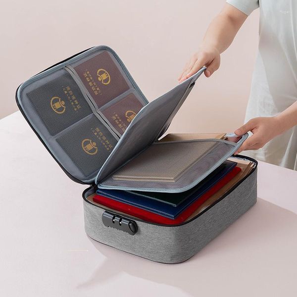 Depolama çantaları belge çanta organizatör masa kırtasiye dosyaları kart klasör aracı çanta çanta ev seyahat pasaport evrak çantası kilitli