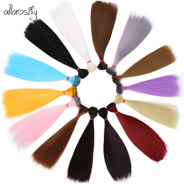 Corpi di bambole Parti Allaosify Capelli per bambole Bjd 15 25 35cm100cm Nero Rosa Bianco Grigio Colore Lungo rettilineo Parrucca 13 14 BJD DIY 230329