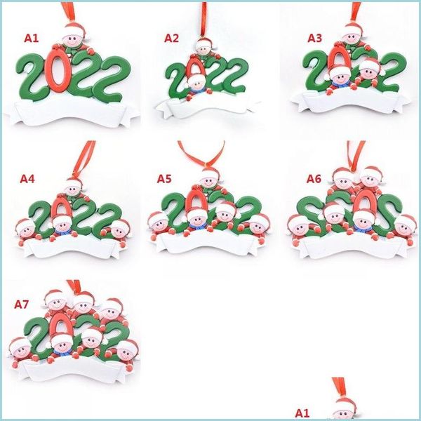 Decorações de Natal Árvore de ornamento personalizado Resina DIY Nome de DIY Pingente pendurado 2022 Família 17 Cabeças Droga Diretor de casa Garden Dhmto