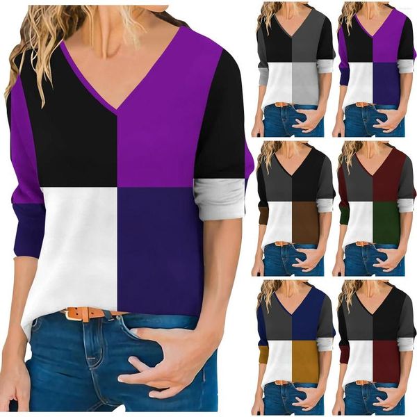 Camas femininas de porco em V Blusas de estampa geométrica listrada e para mulheres de outono de outono plus size mulher roupas 3D blusas abstrata