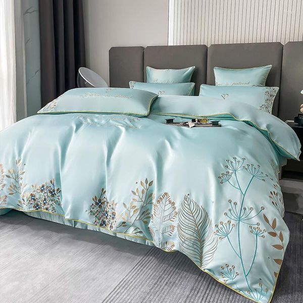 Bedding Sets Luxo Conjunto de luxo Royal Royal 120s 120s Bordado de algodão egípcio lençóis de cama e travesseiros