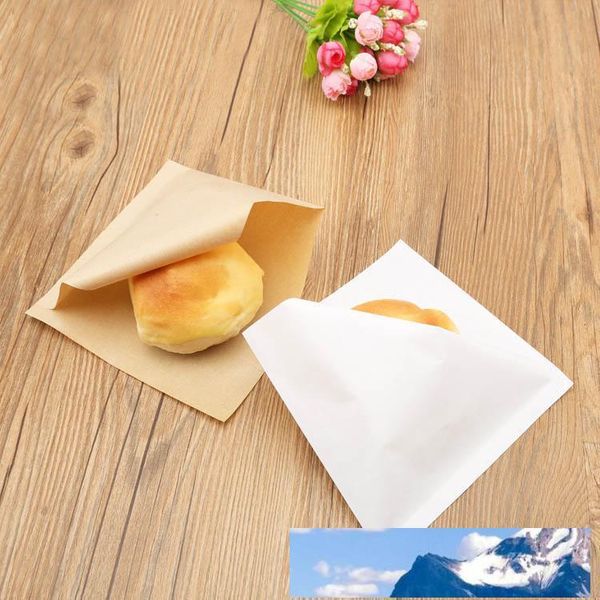 100pcs kraft papel embalagem à prova de óleo Sandwich Donuts para pão de pão sacos de alimentos Triângulo Branco Braneado