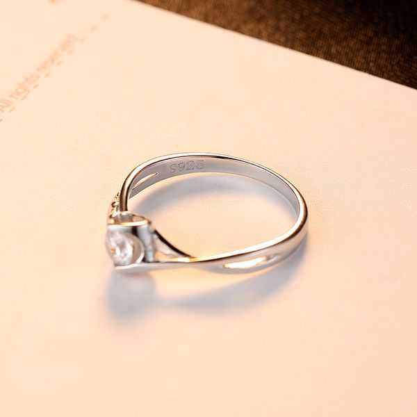 Romantico cuore vuoto zircone lucido s925 anello d'argento moda donna sexy anello festa nuziale gioielli di lusso regalo