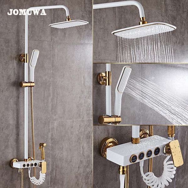 Set doccia da bagno Set dorato di lusso nero / bianco Vasca da bagno con rubinetto color oro antico