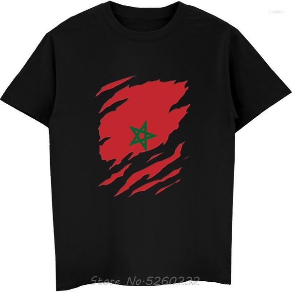 Magliette da uomo T-shirt da uomo moda estiva semplice cotone a maniche corte Super bandiera del Marocco regali stampati streetwear