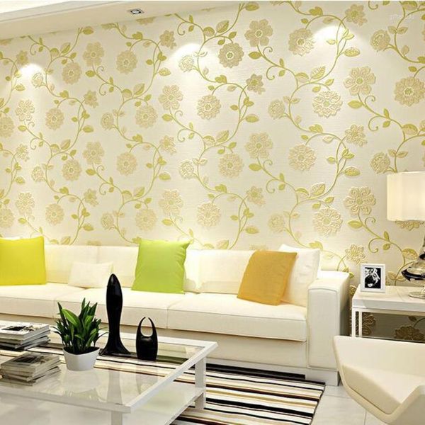 Papéis de parede aquecendo a parede doméstica quente em relevo o papel de parede quarto da sala de estar de fundo padrão floral 3d papel texturizado decoração de casa
