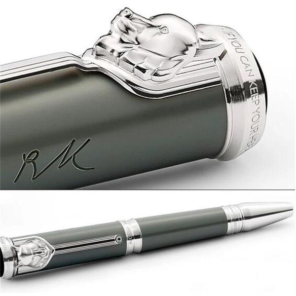 Luxus Great Writers Special Edition Roller Kugelschreiber Hochwertiger grüner großer Halter Refill Schreibstift einzigartig geprägter Wolfskopf