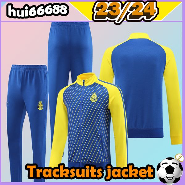 23 24 Al Nassr FC футбольные спортивные костюмы Мужчины Тренируют синий костюм Set Set Setpolyester Jacket 2023 CR7 Gonzalo Martinez Talisca.