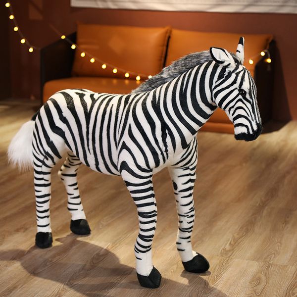 Плюшевые куклы Zebra Plush Animal Cross Soft Giant Corne Reality Hukelma Sweat Horse Lusama Plush Toy Doll Детский подарок 230329