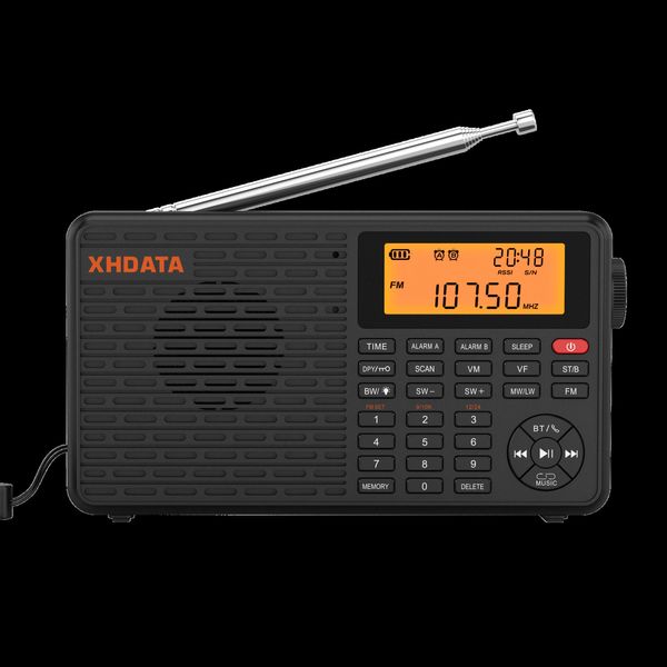 Radio XHDATA D109 FM AM SW LW Portatile s Ricevitore digitale compatibile con Bluetooth Supporto TF Card Lettore musicale MP3 230331