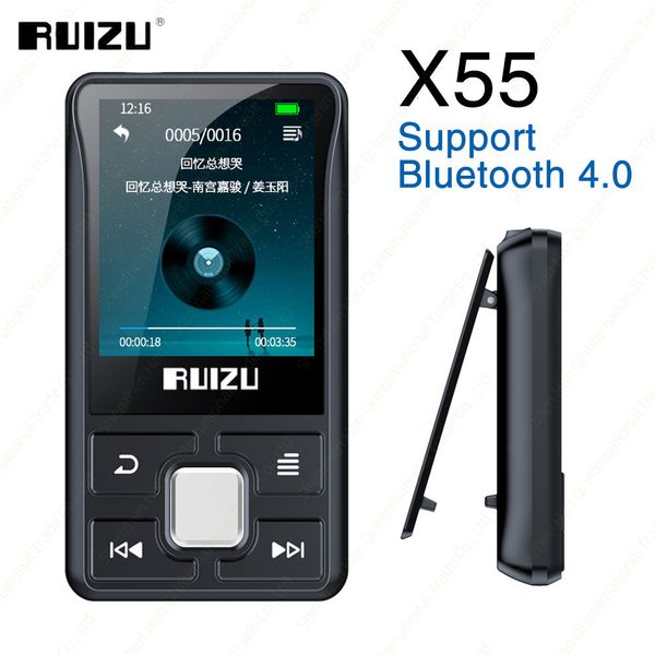 MP3 MP4 Oyuncular Ruizu X55 Clip Sport Bluetooth 8GB Mini Ekran Destek TF Kart FM Kayıt E -Kitap Saat Pedometre Müzik 230331