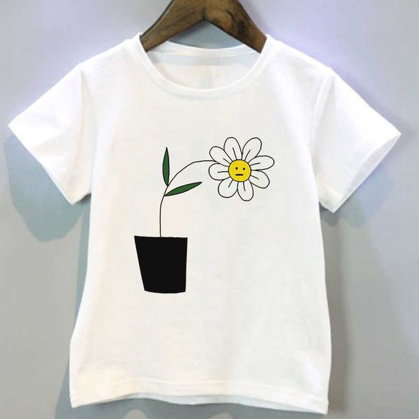 Tişörtler çocuklar ayı bitki baskısı tişört kısa kollu yaz çocuk tshirts çocuklar beyaz kıyafetler rahat moda kawii damla gemisi AA230330