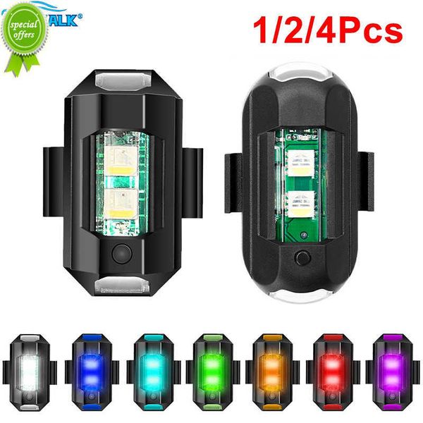 Nuove luci stroboscopiche a LED universali per aeromobili Spia anti-collisione per moto con ricarica USB 7 colori Indicatori di direzione