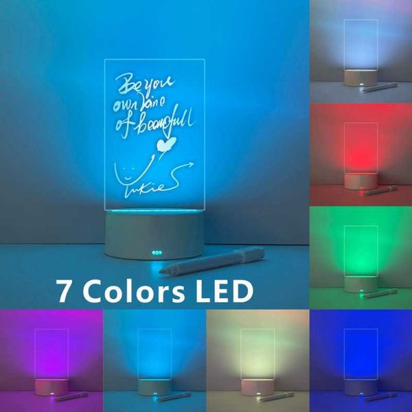 Luzes noturnas Creative Led Night Light Note Board Board Com Pen