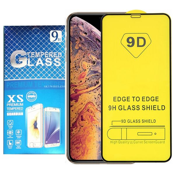 Protetores de tela de vidro temperado 9D para iPhone 15 14 Plus 13 Pro Max 12 Mini 11 8 Samsung Galaxy S23 S22 S21 FE Filme anti-riscos de cobertura completa com pacote de varejo