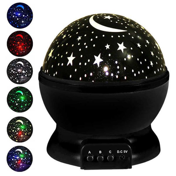 Luci notturne LED Rotante Proiettore di luce notturna Cielo stellato Star Master Bambini Bambini Dormire Romantico LED Proiettore USB Lampada Regali per bambini P230331