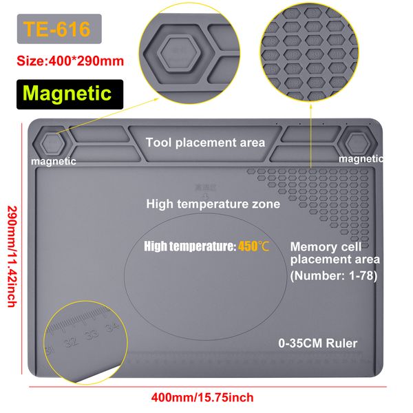 50pcs isolamento termico magnetico stazione di saldatura in silicone tappetino da lavoro pad di riparazione elettronica per cellulare portatile pad resistente al calore