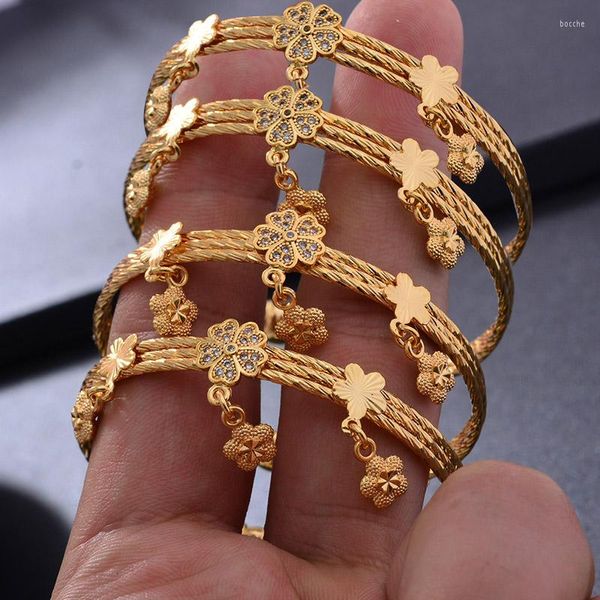 Bangle 4pcs/Lot Gold Color для девочек/ребенок/детские цветочные браслет -браслет для кисточки