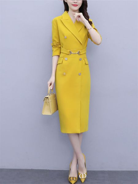 Casual Kleider Frühling Büro Kleidung Frauen M-5XL Business Temperament Anzüge Gesäß Mode Schlank Blazer Kleid Weibliche Roben zh248 230331