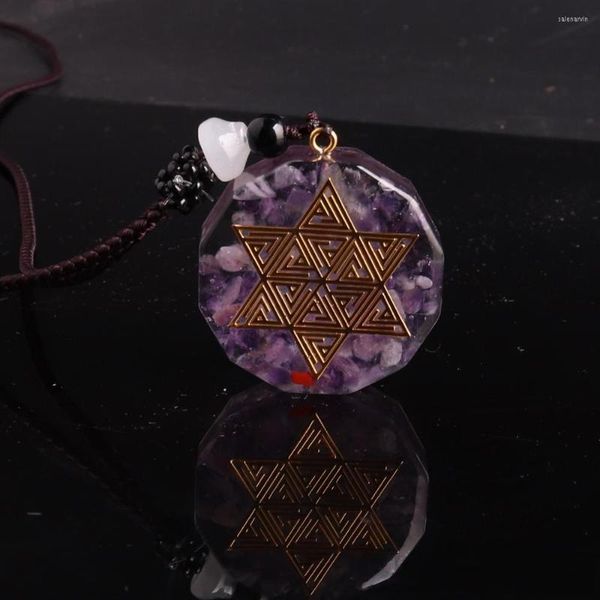 Цепи Orgone Energy Amethysts натуральный каменный ожерелье колье подвески Druzy Reiki Healing Makulum 35 10 мм ожерелья ювелирных изделий ручной работы