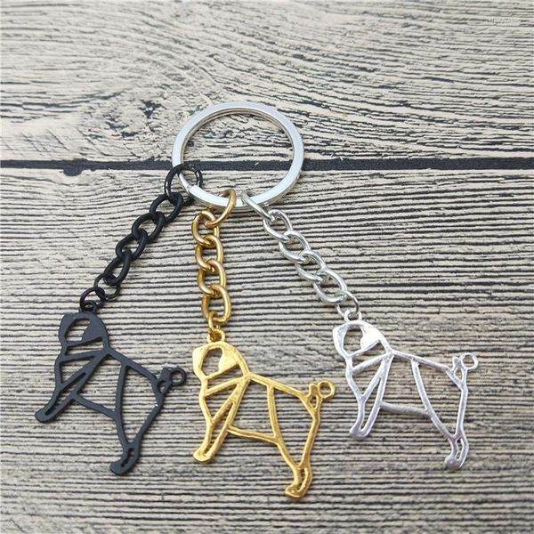 Keychains Origami pug cadeias -chave de moda jóias para cães de cães keyring para homens para homens