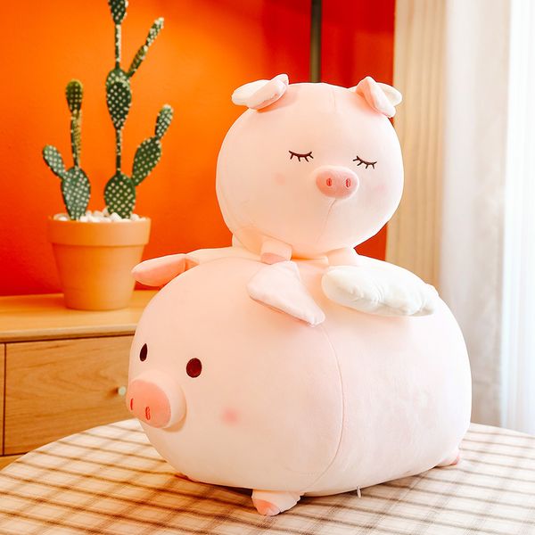New Love Angel Pig Plush Toy Doll Down Cotton Soft Piglet Throw Pillow per dare alla ragazza Comfort Doll all'ingrosso
