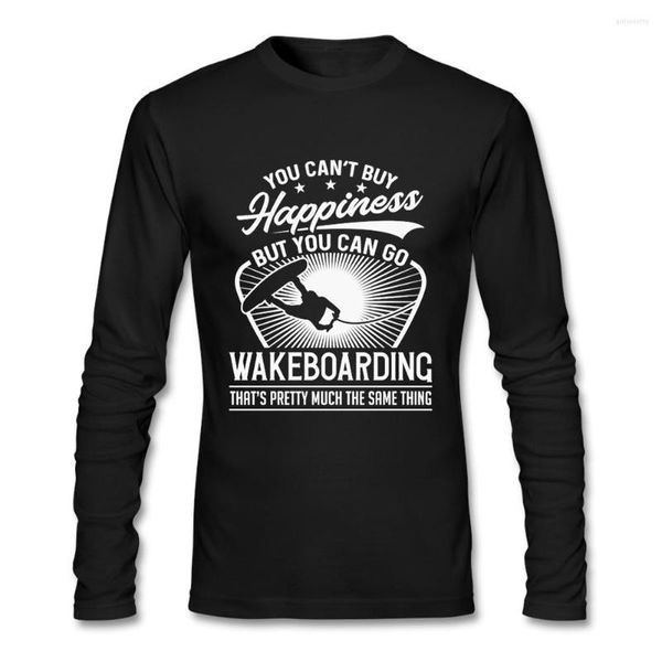 Camisetas masculinas Você não pode comprar felicidade, mas pode ir para o wakeboard Men Hip Hop Roupas de Hip Hop NATURA PARA MASAGEM MANA