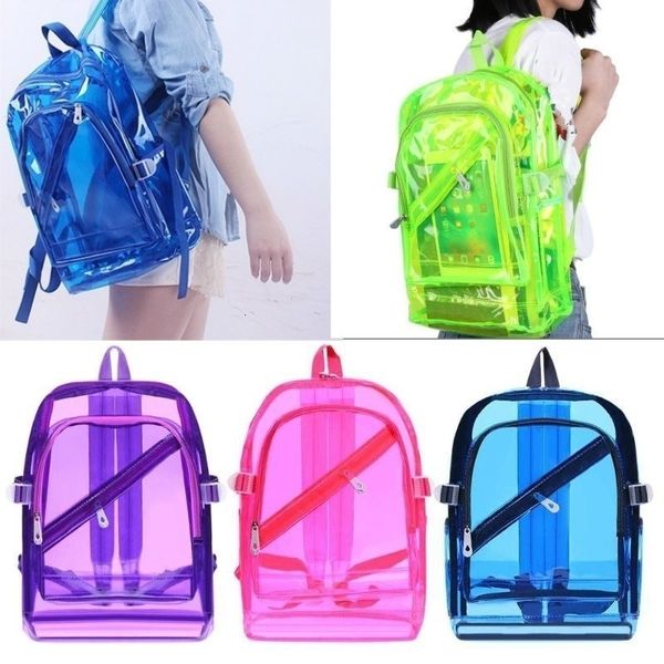 Bolsas de compras Moda Backpack Transparente PVC PVC Clear plástico diário Mini adolescente Girls Notebook Bag 230331