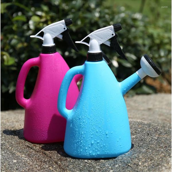 Attrezzature per irrigazione 2 in 1 lattina di plastica Piante da giardino per interni Spruzzo a pressione Bollitore per acqua Spruzzatore regolabile 1L Giardinaggio