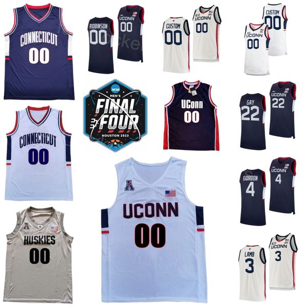 Basketball College 32 Richard Hamilton Maglie Uconn Huskies 2023 Final Four 15 Kemba Walker 34 Ray Allen 4 Ben Gordon 3 Jeremy Lamb 22 Rudy Gay ricamo NCAA