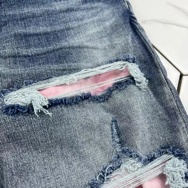 Lila Jeans Jeanshose Herrenjeans Designerlederhose mit Löchern Buchstaben zerrissen zerfetzt Knie zerrissen für Mann Skinny Lujacket 183