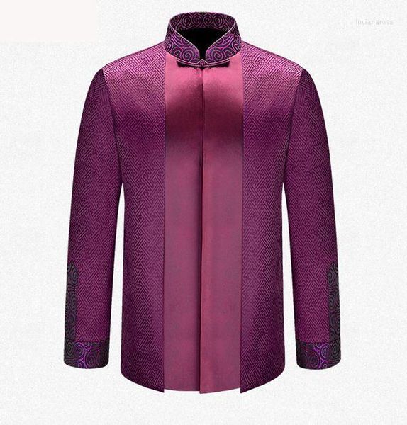 Giacche da uomo APEC Tang Suit Marca Viola cinese tradizionale collare alla coreana Leader Costume Cappotti M L XL XXL XXXL YZT1209