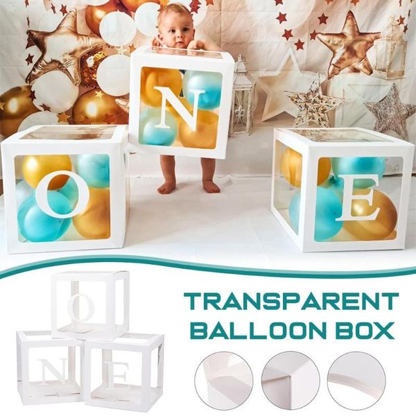 Geschenkverpackung, transparente Ballonboxen mit Buchstabe Eins, Geburtstag, Babyparty, Dekorationen für Gender Reveal Po Booth Requisiten, 3 Stück XHC88