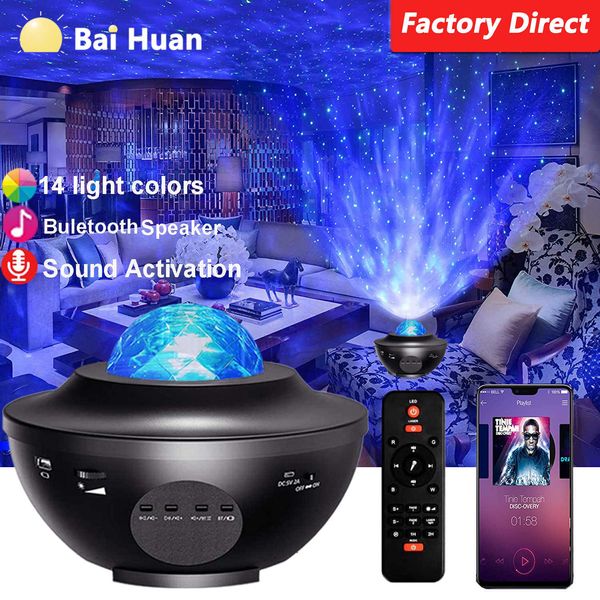 Ночные огни светодиодные звезды Sky Star Galaxy Projector Night Light встроенный Bluetooth-Speaker для домашней спальни декора