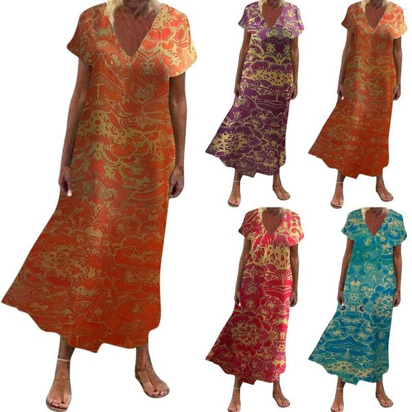 Vestidos casuais mulheres floral v pesco