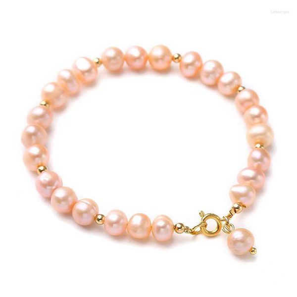 Strand Classic Fashion Fashion Natural Pearl Beaster Bracelet для женщин Высококачественные розовые барочные аксессуары для ювелирных изделий оптом