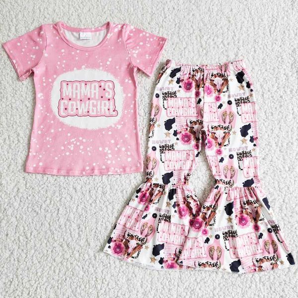 Neue Mode Baby Mädchen Designer Kleidung Kinder Herbst Mädchen Kurzarm Bell-Bottom Outfits Kleinkind Mädchen Kleidung Set Großhandel