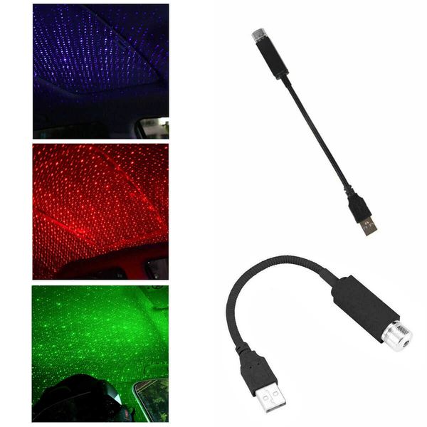 Gece Işıkları USB Powered Mini Led Araç Çatı Yıldızı Gece Işıkları Lazer Atmosfer Ortam Projektör Aracı İç Atmosfer Galaxy Lamba Dekoru P230331